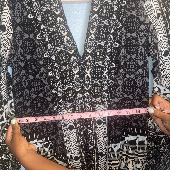 Free People OB565632 Tegan Border Printed Mini Dress in Black Size 4 - Picture 6 of 14